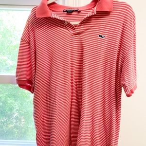 MENS VINEYARD VINES salmon striped cotton polo EUC